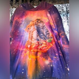 Galaxy Cat Print Sweatshirt with hoodie